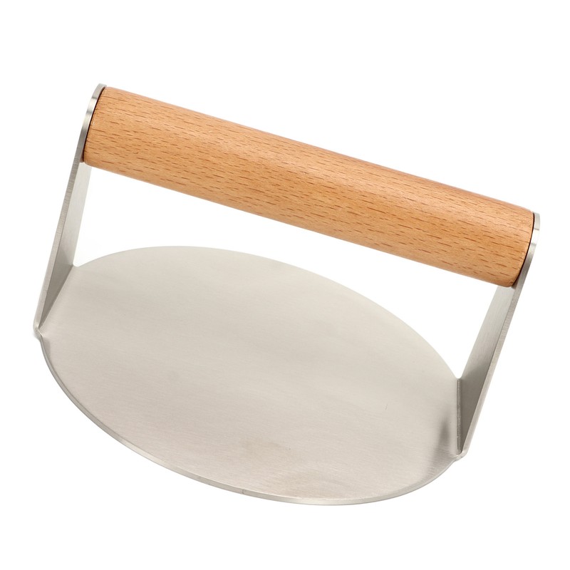 Hamburger Press 304 Stainless Steel Smooth Surface Wooden Handle Easy