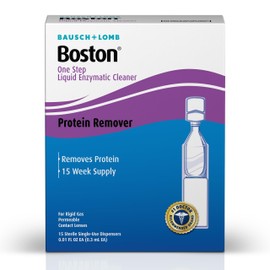 Bausch & Lomb Boston One Step Liquid Enzymatic Cleaner, Protein Remover, 0.01 Fl Oz Each, 15 Count (Pack of 1)