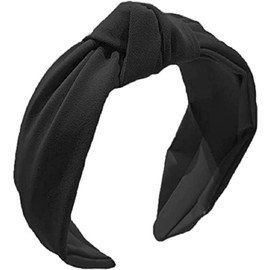 Headbands For Women,Gewaha Bow Knotted Wide Headband,Yoga Hair Band Fashion Elastic Hair Accessories For Women And Girls,2Pcs(Black And Leopard)