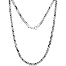 DEVATA Sterling Silver 925 Bali Paddy 5mm Oval Chain Necklace Women Men WHT5735A (16" Length)