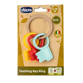 Chicco Eco+ Coloured Keys Tinker Toy, Recycled Plastic Key Gripper, Coloured Keychain, Easy to Hold and Lightweight, Tactile Experience and Stimulation of Gums, 3-18 Months
