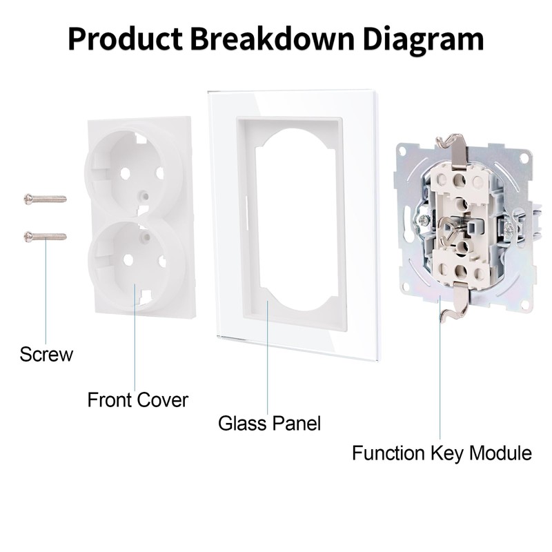 JIMEIDA Double Socket Glass White with Hook Single 16 Amp