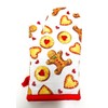Gingerbread Oven Gloves, Mitts Pair, White with Red Trim
