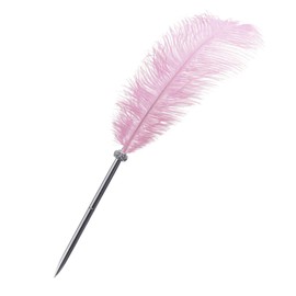 Rgontar Feather Pen Black Ink Ballpoint Pen Wedding Signing Pen for Wedding Bridal(Pink)