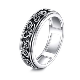 VONALA Butterfly Celtic Knot Ring Sterling Silver Fidget Spinner Ring Anxiety Ring for Women Birthday Gifts US7