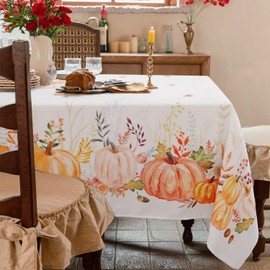 Bnejvif Fall Tablecloth Autumn Table Cloths Thanksgiving Tablecloth Pumpkin Fall Leaf Print Tablecloths Stain-Resistant Anti-Wrinkle Washable 60x120 Inch