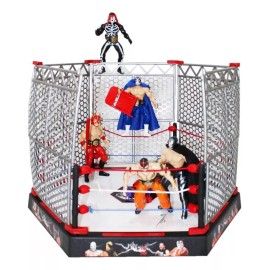 Mexicana Pack Juguete Lucha Libre 4 Luchadores Accesorios Ring Jaula