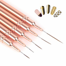 5pcs Nail Art Liner Brushes, Fine Nail Art Pens Thin Detail Fingernails Drawing Tool Long Line Painting Striping Brushes for Gel Polish Nails Design, Size 7/9/11/15/25mm