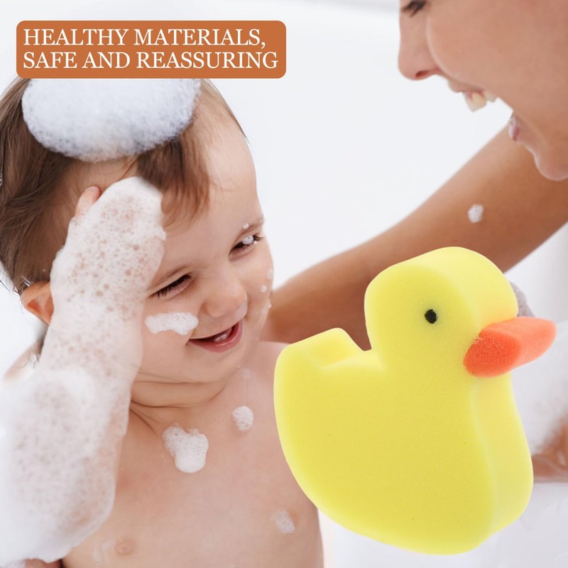 TOYANDONA Pack of 4 Small Yellow Duck Bath Brush Bath