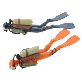 Mipcase 2Pcs Miniature Diver Figurines: Realistic PVC Diver Sculptures for Landscape Ornamentation Aquarium Decor and Sea-Themed Displays