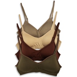 Kalon Women’s 4 Pack Demi Padded Bralette Wireless Comfortable Bra (XX-Large, Earth)