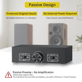 PROZOR 2-IN-2-OUT XLR Balanced/RCA Converter Audio Selector Splitter | Passive Switch Box with Volume Control