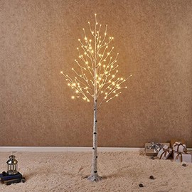 Fudios Lighted Birch Trees Plug in 6FT 96 LED for Christmasï¼Artificial LED Birch Tree with Lights for Home Holiday Decoration Indoor Outdoor Use