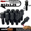 ARROW 20x Black M12x1.25 Cone Seat Spline Bolt 28mm Shank