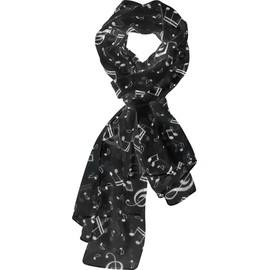 Alberts Gifts Music Black Music Note Fashion Scarf / 20" by 63"