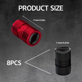 8 Pcs Tyre Valve Caps, Dust Caps, Universal Aluminum Bike Dust Caps, Durable Corrosion Resistant, No air Leaking, Valve Caps for Cars, Suvs, Bike And Bicycle, Trucks, Motorcycles(Red&Black)