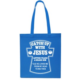 Catch Up with Jesus Tote Shopping Gym Beach Bag 42cm x38cm, 10 litres-Small-Sapphire