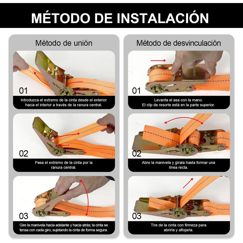 Eslingas con Matraca, Juego de 6 Piezas de 2.5cm x