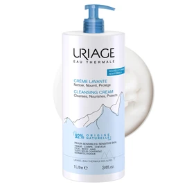 Uriage Cleansing Cream 1L - Moisturising Body Cleanser with Shea Butter - 2-in-1 Cleaning & Care - Face, Body & Hair - 92% Natural, Paraben-Free, Physiological pH Value