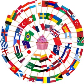 100Pcs Different World Flags Toothpick, Different Nations Cupcake Stick Flags for Sandwich Cheese Food Label Tableware National Day World Cup Party Supplies Pub Royal Event Decor