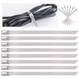 Keadic 30Pcs 4 Inches 304 Stainless Steel Zip Ties Exhaust Wrap Coated Locking, Metal Cable Zip Ties for Computer Wire Harness, Automotive Parts and more