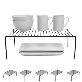 Smart Design Classic Storage Shelf – Set of 6, Large (8.5 x 16 in.), Black – Sturdy Steel Pantry Organizer with Rust-Resistant Finish and Non-Slip Feet for Easy Home Organization and Storage