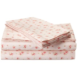 Amrapur Microfiber Sheet Set | Luxuriously Soft 100% Microfiber Rose Printed Bed Sheet Set with Deep Pocket Fitted Sheet, Flat Sheet and 2 Pillowcases , 4 Piece Set, King