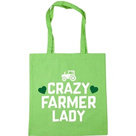 Hippowarehouse Crazy farmer lady Tote Shopping Gym Beach Bag 42cm x38cm, 10 litres