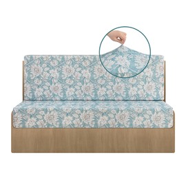 VENESSCO RV Dinette Cushion Covers 2 Sets Stretch Printed Camper Cushions Replacement Cover Washable Couch Cushion Slipcovers for Travel Trailer, Includes 2 Backrest Covers & 2 Bench Covers, Sky Blue