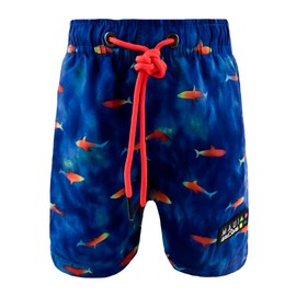 Traje de Baño Corto Hombre, Bañador con Estampado Cool y Juvenil, Secado Rápido con Bolsas Laterales y Trasera, Incluye Bolsa para Guardarlo. (as1, alpha, m, regular, regular, Peces Azul)