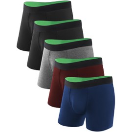TIICHOO Incontinence Pants for Men 100ml Absorbency Cotton Men's Incontinence Pants Washable 5 Pack(10, 2 Black/Burgundy/Navy/Gray)