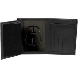 Perfect Fit Shield Wallets Detroit Police Recessed Badge Wallet (Cutout 187, 2.6 inches tall), Black, One Size