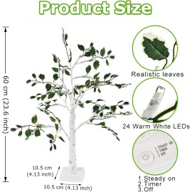 SHARON 26" Green Tree Light with 24 LED, DIY Artificial Tree Lamp, Batte