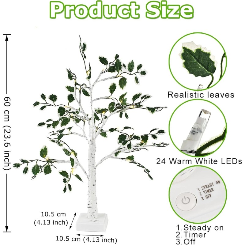 SHARON 26" Green Tree Light with 24 LED, DIY Artificial