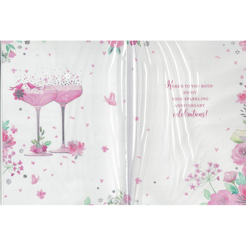 On your anniversary card. Champagne glasses. 9 x 6 inches