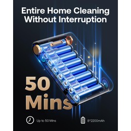 Cordless Vacuum Cleaner, 45Kpa 50 Mins Runtime Self-Standing Stick Vacuum Cleaners for Home, Powerful Suction, Lightweight, LED Touch Screen 8 in 1 Vacuum for Pet Hair, Carpet, Hardwood Floor, White