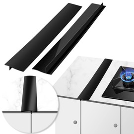 Gap Cover Stove Gap Protective Cover, Pack of 2 Sealed Guard for Hob, Oven, Washing Machine & Dryer, Heat Resistant and Easy to Clean (21 Inches, Black)