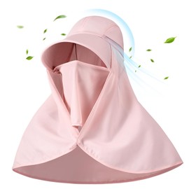 Skicuff 1 Pcs Women Sun Hat with Neck Flap Face Cover UPF 50+ UV Protection Wide Brim Visor Fishing Hat for Outdoor Summer Hiking (Pink)