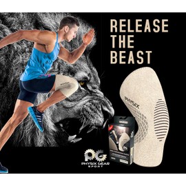 PHYSIX GEAR Knee Support Brace - Premium Recovery & Compression Sleeve for Meniscus Tear, ACL, MCL Running & Arthritis - Best Neoprene Stabilizer Wrap for Crossfit, Squats & Workouts -Single Beige XL