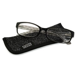 Foster Grant Women's Kyra Rectangular Reading Glasses, Black/Transparent, 59 mm