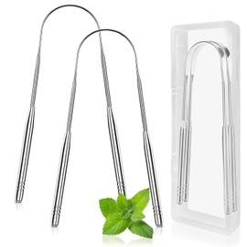 EZ COZY 2 Pack Tongue Scraper, Reduce Bad Breath, Stainless Steel Tongue Scraper