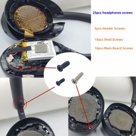 Headband Screws Replacement for Sony WH-1000XM5 Wireless Noise Canceling Headphones, 25 packs xm5 headphones screws, Over-Ear Headphones Headstock screws (10pcs black+10pcs Silver+5pcs black)