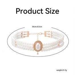 Pearl Choker,3 Rows Elegant Sparkly White Simulated Pearl Choker Necklaces for Women,Multi-layer Charm Shining Crystal Pearls Necklaces for Women,for Parties,Weddings, Anniversaries,Proms,Gifts