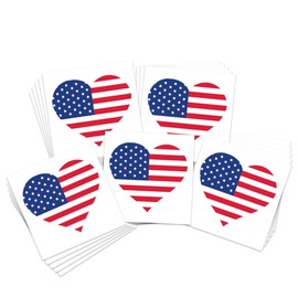 American Flag Temporary Tattoos/Perfect for 4th July - Memorial Day - Veterans Day/Patriotic Body Art/Skin Safe/Removable (American Heart 25pk)