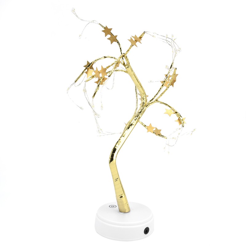 72LEDs Light Tree Shape USB Or Battery Powered Golden FivePointed