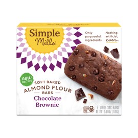 Simple Mills Almond Flour Granola Bars, Chocolate Brownie- Gluten Free, Made with Organic Coconut Oil, Granola Bar Alternative, Healthy Snacks, Paleo Friendly, 6 Ounce (Pack of 1)