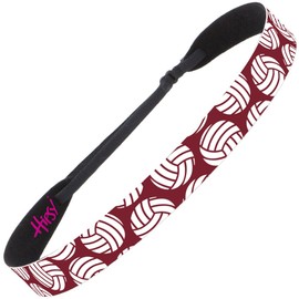 Hipsy Adjustable No Slip Volleyball Headbands for Women Gift Packs (Volleyball Mixed Maroon 3pk)