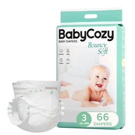 Baby Diapers Size 3(16-28lb),66 Count Babycozy Dry Disposable Diapers,Bouncy Soft Diapers Hypoallergenic Without Chlorine, Eco Friendly,Stop Overnight Diapers Leak
