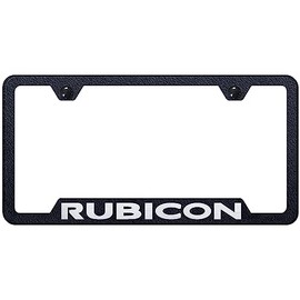 Au-TOMOTIVE GOLD Laser Etched Logo Cut-Out License Plate Frame for Jeep Rubicon (Rugged Black)