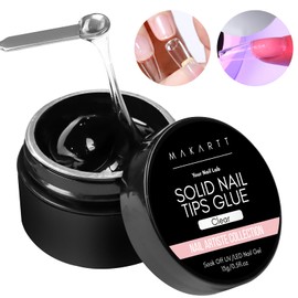 Makartt Solid Gel Nail Glue for Nail Tips Clear, Solid Nail Glue Gel for Press On Nails Strong Fake Nail Bonding Gel Glue for Acrylic Nails Non-Stick Hands Hard Gel for Nail Art Home Salon DIY 15ml